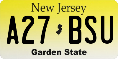 NJ license plate A27BSU