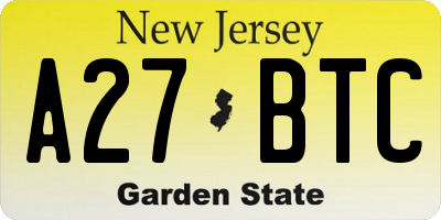 NJ license plate A27BTC