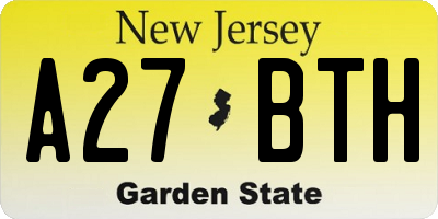 NJ license plate A27BTH