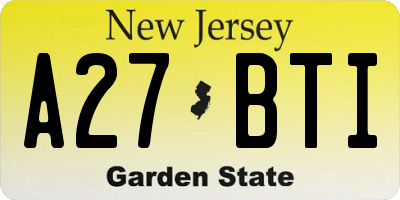 NJ license plate A27BTI