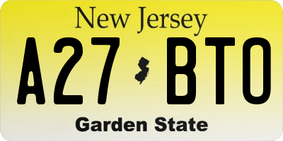 NJ license plate A27BTO