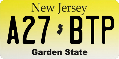 NJ license plate A27BTP