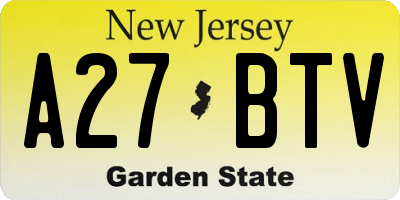 NJ license plate A27BTV