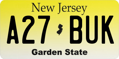 NJ license plate A27BUK