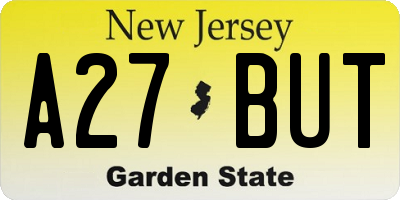 NJ license plate A27BUT