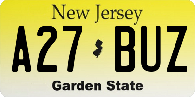 NJ license plate A27BUZ