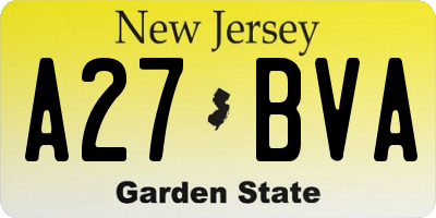 NJ license plate A27BVA