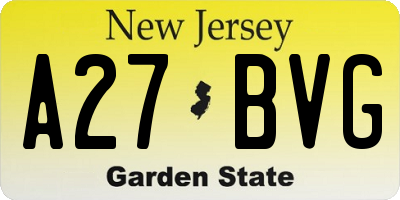 NJ license plate A27BVG