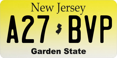 NJ license plate A27BVP