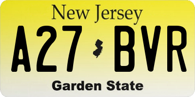 NJ license plate A27BVR