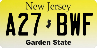 NJ license plate A27BWF
