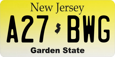 NJ license plate A27BWG