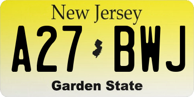 NJ license plate A27BWJ