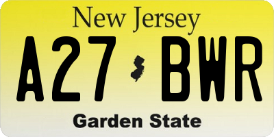 NJ license plate A27BWR