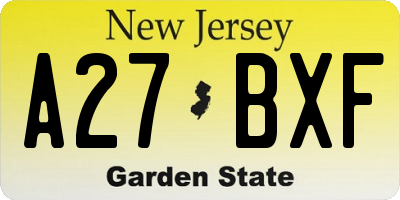 NJ license plate A27BXF