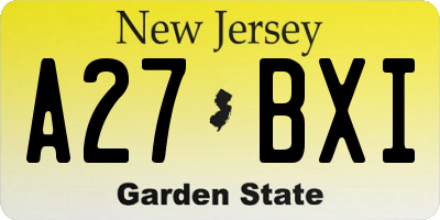 NJ license plate A27BXI