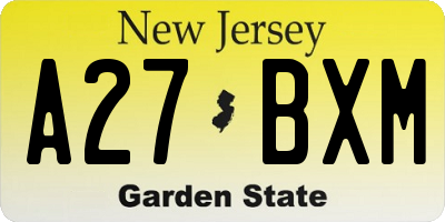 NJ license plate A27BXM