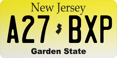NJ license plate A27BXP
