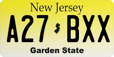NJ license plate A27BXX