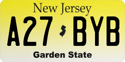 NJ license plate A27BYB