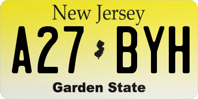 NJ license plate A27BYH