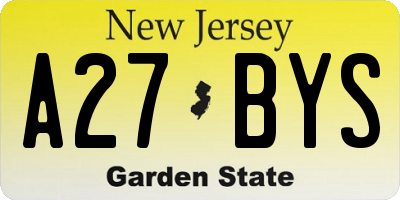 NJ license plate A27BYS