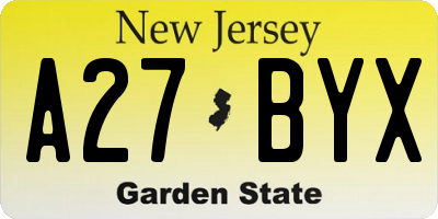 NJ license plate A27BYX