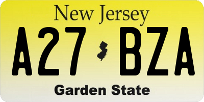 NJ license plate A27BZA