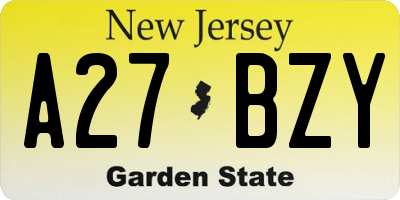 NJ license plate A27BZY