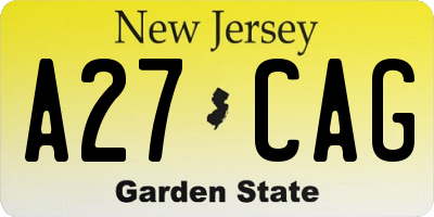 NJ license plate A27CAG