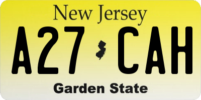 NJ license plate A27CAH