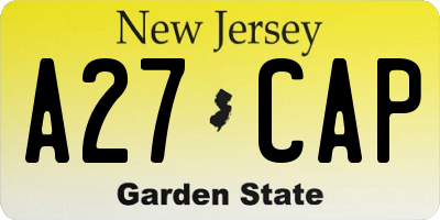 NJ license plate A27CAP