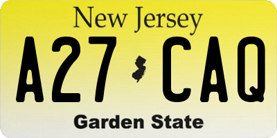 NJ license plate A27CAQ