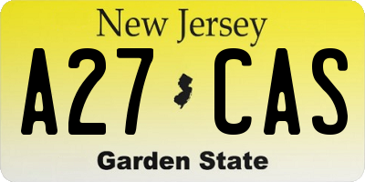 NJ license plate A27CAS