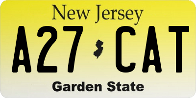 NJ license plate A27CAT