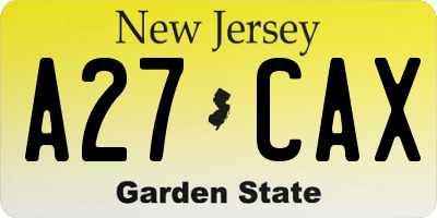 NJ license plate A27CAX