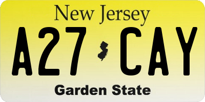 NJ license plate A27CAY