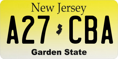 NJ license plate A27CBA