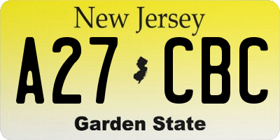 NJ license plate A27CBC