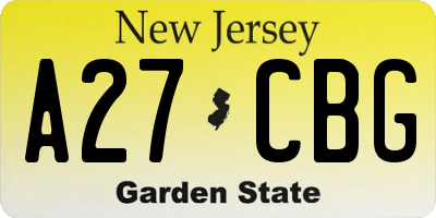 NJ license plate A27CBG