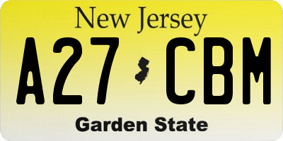 NJ license plate A27CBM