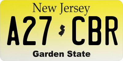 NJ license plate A27CBR
