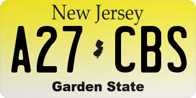 NJ license plate A27CBS