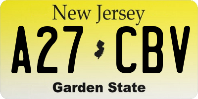 NJ license plate A27CBV