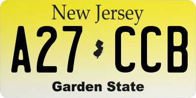 NJ license plate A27CCB