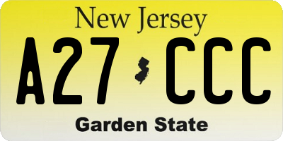 NJ license plate A27CCC
