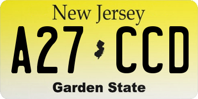 NJ license plate A27CCD