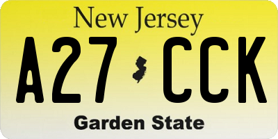 NJ license plate A27CCK