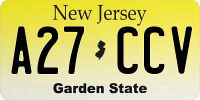 NJ license plate A27CCV