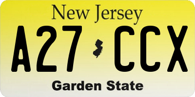 NJ license plate A27CCX